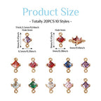 20pcs Cubic Zirconia Links Connectors 10 Color Rhombus Crystal Double Loop Charms Retro Golden Dainty Pendant for DIY Jewelry Bracelets Necklaces Keychain Making