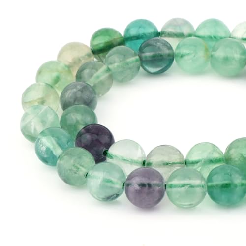 Bymitel 90 pcs Natural Genuine Real Round Loose Stone Beads Gemstone Spacers for Charm DIY Jewelry Making 15.5" per Strand 4mm (Colorful Fluorite, 4mm) - color: Colorful Fluorite, size: 4mm
