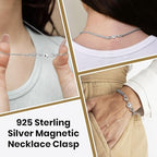 925 Sterling Silver Magnetic Necklace Clasp Rhodium Plated Round Magnetic Clasps for Necklaces Jewelry Lock with Lobster Clasp for Women Women 2.50 Grams Gifts - color: Silver