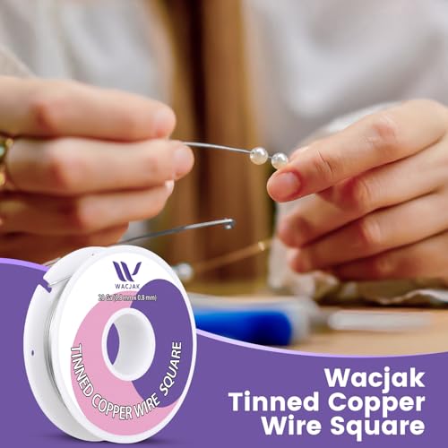 20 Ga Tinned Square Copper Wire 0.8mm x 0.8mm - 30ft Roll, Grayish Silver Finish, Hard Wire for Crafting & Electronics Projects - color: 20 Gauge/0.8x0.8mm, size: Square Tinned Coopper