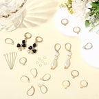1 Box 180Pcs 18K Gold Plated Leverback French Hooks Stainless Steel Earring Findings Kit Eye Pin Head Pins Jump Ring Open Loop French Earwire Lever Back Earrings Findings for Jewelry Making - color: Gold