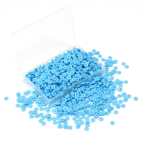 Blue Polymer Clay Beads, 6mm Heishi Bead for Jewelry Bracelets Necklace Making 1000PCS - color: Cyan blue