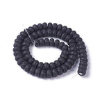 Craftdady 2 Packs Natural Black Lava Stone Beads Rondelle Volcanic Rock Gemstone Loose Beads Energy Healing Chakra Beads for Jewelry Craft Essential Oil Bracelet Necklace, Total 150Pcs - color: Black, 8-8.4x5-5.5mm