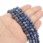 6mm Blue Dumortierite Faceted Gemstone Round Loose Beads Strand 15.5-16" DIY Jewelry Making - color: Blue Dumortierite