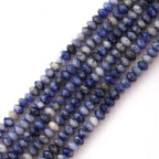 Faceted 4x6mm Natural Blue White Sodalite Stone Rondelle Spacer Gemstone Beads Loose Semi Gemstone Beads for Jewelry Making - color: Blue White Sodalite