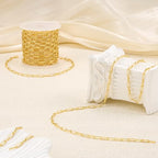 5 Meters Gold Plated Chain for Jewelry Making Stainless Steel Link Chains Bulk on Spool with Jump Rings Lobster Clasps - color: Gold