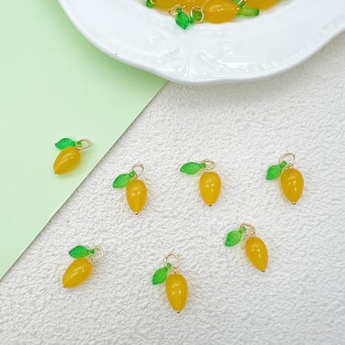 50pcs Glass Pendant Charms - Multicolor Theme Drops for Necklace Craft, Jewelry Making Supplies (Various Styles) - style: Mango