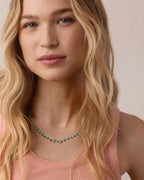 CANEVINKA Bohemian Beaded Choker Necklace 18K Gold Plated Bead Pendant Necklace Vintage Handmade Jewelry for Women - style: Green Beaded Necklace