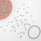 WILLBOND 1200 Pcs Round Spacer Beads for Jewelry Making 4/6/8 mm Smooth Ball Beaded Seamless Loose Ball Embellishments with Holes for Stackable Bracelet Craft(Silver) - color: Silver
