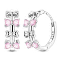 LAZA 925 Sterling Silver Hoop Earrings for Women, Sterling Silver Butterfly Hoops Colorful Flowers Hoop Huggie Earrings Hypoallergenic Jewelry Gifts for Women - color: Love Heart Bow Earring