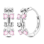 LAZA 925 Sterling Silver Hoop Earrings for Women, Sterling Silver Butterfly Hoops Colorful Flowers Hoop Huggie Earrings Hypoallergenic Jewelry Gifts for Women - color: Love Heart Bow Earring