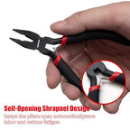 WISEUP 8-Piece Mini Pliers Set，Needle, Round, Flat, Long, Bent Nose, Diagonal, End Cutting & Linesman Pliers for Crafting, Electronics & Jewelry Making，with Pouch
