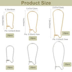 1 Box 120Pcs 6 Style Silver Kidney Earring Hooks Stainless Steel Earring Findings Bulk U Shaped Real 18K Gold Plated Ear Wires Long Teardrop Dangle Earring Wires for Jewelry Making Supplies - color: Gold, Stainless Steel Silver