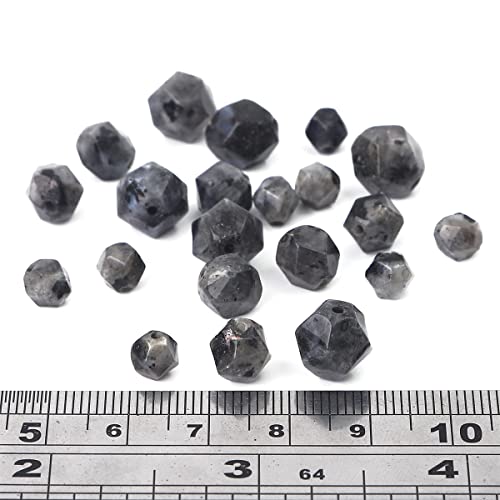 BEADIA Faceted Natural Black Spectrolite Stone Round Beads 10mm 36cm/Strand for Jewelry Making - color: Black Spectrolite, size: 10mm