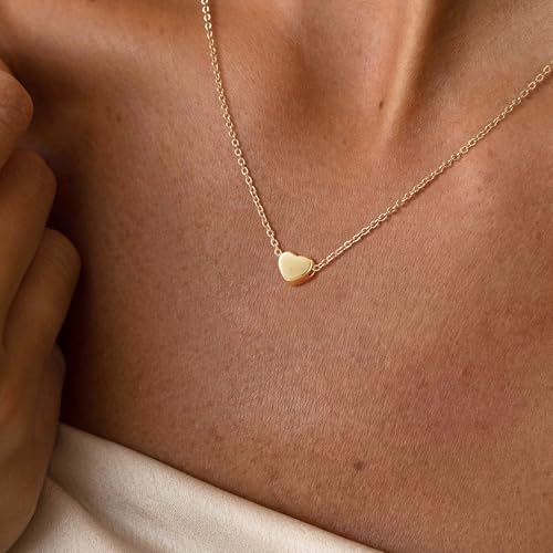 Valloey Rover Gold Necklace for Women 14K Gold Plated Circle Cubic Zirconia Pendant Necklace Dainty Twist Rope Chain Necklace Simple Jewelry Gift for Women - style: Gold-Heart