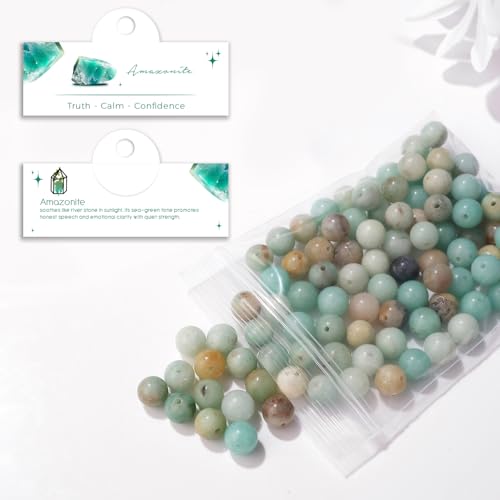 Raicegs 100pcs 8mm Amazonite Beads Natural Gemstone Beads Round Loose Beads for Jewelry Making DIY Bracelets Necklace - color: Amazonite, size: 8mm Round