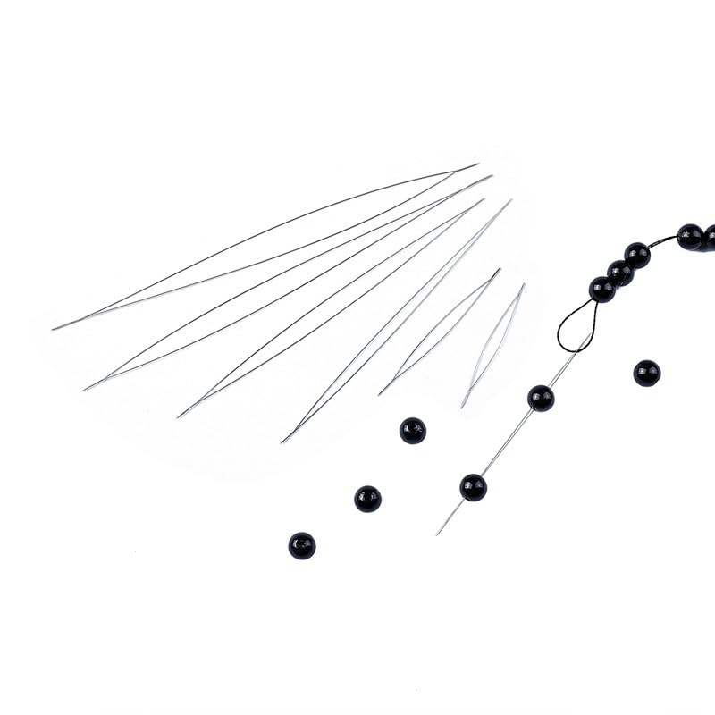 Beading Needles Set for DIY Jewelry Making, 5 Different Sizes, Handmade Bracelet and Necklace Threading Tool, 16cm Bottle with Blue Cap