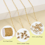 SMYHTGLIF 16.4 Feet Gold Stainless Steel Chain for Jewelry Making Soldered Peanut Chain Bulk for Craft Jewelry Supplies - color: Gold