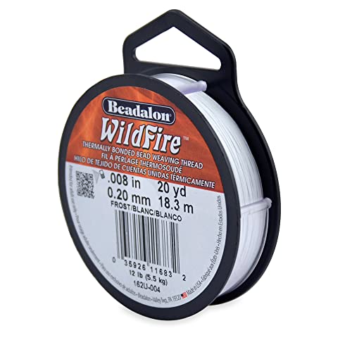 Beadalon Wildfire Ultra - Beading Thread, Beading Supplies for Crafters, Jewelry Makers, Beaders. Braided Fishing Line - size: 0.008 in / 20 yd, style: Frost