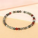 LPBeads Handmade Natural Gemstone Stretch Elastic Bracelet Healing Crystal Round Stone Beads Jewelry Gifts for Women Men - color: African Bloodstone, size: 4mm