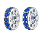 925 Sterling Silver Spacer Charm Bead with Clear CZ for Pandora Charms Bracelets - color: 2Pcs Sapphire Heart Stopper