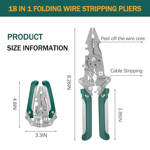 18 in 1 Foldable Wire Stripper,wire strippers foldable cable cutters, Cable Cutters with Plier