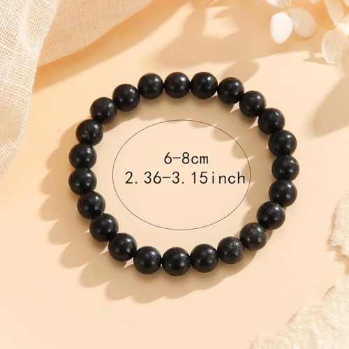 Crystal Vibe 8mm Beaded Bracelets For Women Men - Healing Crystal Bracelet - Adjustable Size - color: shungite