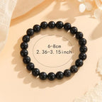 Crystal Vibe 8mm Beaded Bracelets For Women Men - Healing Crystal Bracelet - Adjustable Size - color: shungite