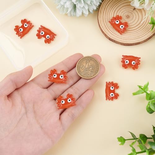 1 Box 10PCS Crab Glass Enamel Beads with Hole Orange Red Summer Ocean Theme Marine Life Hawaii Beach Cute Sea Animal Charms Loose Spacer Bead for Jewelry Making Bracelets DIY Crafts Supply - color: Orange Red, size: 10pcs