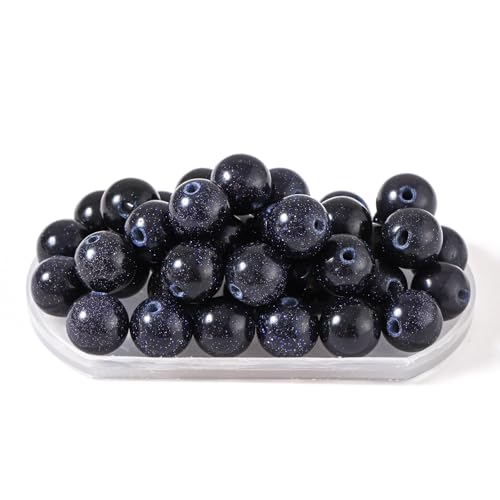 100Pcs Natural Stone 6mm BlueSand Stone Round Loose Gemstone Energy Healing Beads Hole Size 1mm DIY Smooth Beads for Bracelet Necklace Earrings Jewelry Making - color: BlueSand Stone, size: 6mm