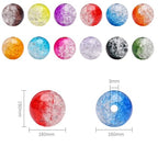BONNY BOXX 50PCs 16mm Crackle Acrylic Round Beads Crystal Mix Plastic Pastel Loose Spacer Bubblegum Beads for Jewelry Making Phone Strap DIY Crafts - color: Crackle