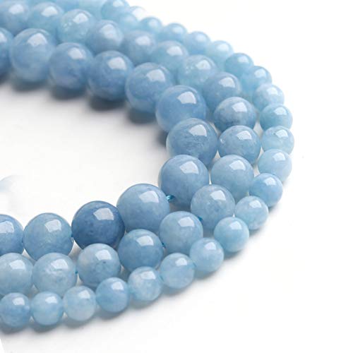 Natural Stone Beads Aquamarine 8mm Polished Round Smooth Gemstone Beads for Jewelry Making 15 Inch(Aquamarine,8mm) - color: Aquamarine, size: 8mm