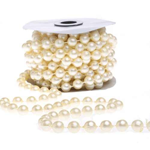 Cream Fused String Pearl Beads on Spools for Wedding Favors, Crafts, Decorating & Displaying & More - color: 36 Feet Cream
