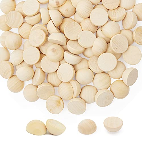 ANZKA 400pcs Mini Half Wood Beads, 12mm Unfinished Round Split Wooden Balls for Craft Paint, 1/2 inch Wooden Hemisphere Bulk - size: 400x12mm