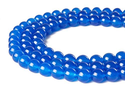 35pcs 10mm Blue Chalcedony Beads Natural Gemstone Beads Round Loose Beads for Jewelry Making - color: Blue Chalcedony, size: 10mm