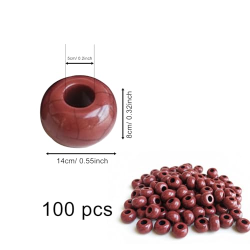 Large Hole Beads for Jewelry Making-100pcs 14mm European Rondelle Spacer Beads,Big Hole Craft for Bracelets(Coffee) - color: Coffee