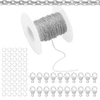 Topacket 33Feet Stainless Steel Necklace Chains Cable Link Chains for Jewelry Making DIY Craft Kit with Lobster Clasps Jump Rings - color: Stainless Steel, size: 1.0mm