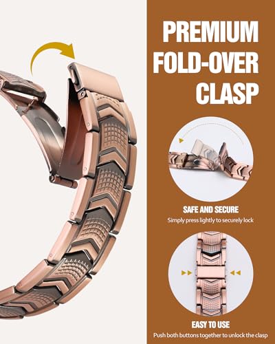 Jecanori Pure Copper Bracelet for Men, 3X Strength Magnetic Bracelets with 3800 Gauss Magnets, Adjustable Mens Copper Bracelet with Premium Fold-Over Clasp - style: Copper Shield