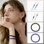 500Pcs Black Round Glass Beads for Bracelets and Necklaces, 6mm Beading Supplies Glass Crystal Beads for Bracelet DIY Crafts Making Kits Earring (Black) - color: Black