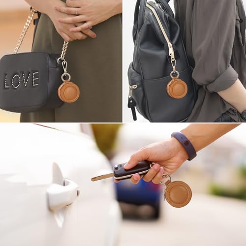 KUKUVR Jewelry Ring Holder Box with Keychain, Portable Gym Jewelry Storage Box Case, Small Travel Ring Earring Stud Necklace Storage Case (Brown) - color: Brown