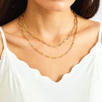 RWQIAN 18k Gold Paperclip Chain Link Necklace Dainty Paperclip Link Chain Layered Necklace Oval Link Chains Necklaces Set for Women Girls - color: 18K Gold-Paperclip Chain