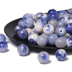 About 45pcs 8mm Natural Stone Beads White Blue Sodalite Beads Crystal Gemstone for Jewelry Making, DIY Bracelet Necklace - color: Blue White Sodalite, size: 8mm