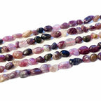 6-8mm Natural Mutilcolor Tourmaline Nuggets Oval Free Tumbled Pebble Semi Precious Gemstone Loose Stone Beads Approx 15.5 inch for DIY Jewelry Making - color: Mutil Tourmaline