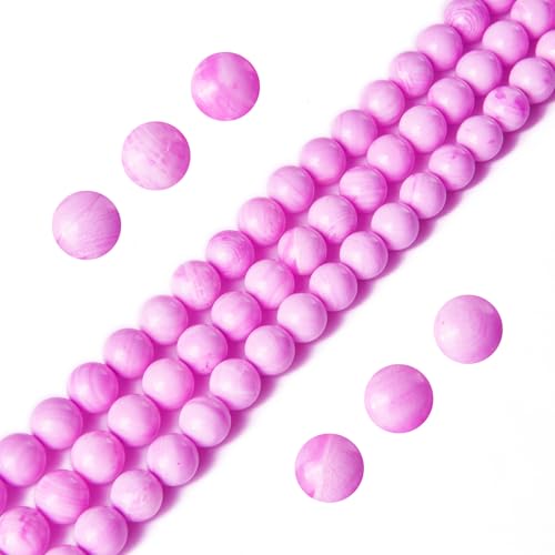 45pcs 8mm Pink Shell Jasper Beads Natural Gemstone Beads Round Loose Beads for Jewelry Making - color: Pink Shell Jasper, size: 8mm