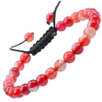 MASSIVE BEADS Natural Healing Power Gemstone Crystal Beads Unisex Adjustable Macrame Bracelets - color: Agate Red, size: 6mm