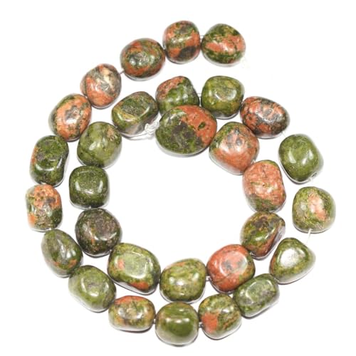 Adabele 45 Inch Natural Unakite Jasper Gemstone Tumbled Round Nugget Loose Beads 10mm-13mm Gem Stone Spacer for Craft Jewelry Making GZ4-10 - color: Unakite, size: 45 Inch/3 Strands