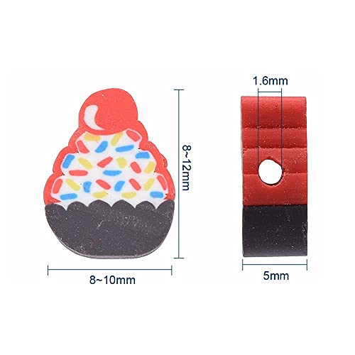 KitBeads 100pcs Polymer Clay Dessert Mixed Styles Candy Cake Lollipop Beads - Handmade Cute Sweet Food for Jewelry Making Bracelets Bulk