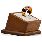 Oirlv Solid Wood Ring Holder,Square Single Ring Display Stand,Showcase Jewelry Display Bear - color: Creamy-white Ring Holder