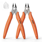 KATA Micro Wire Cutters Pliers: Precision Flush Cutter Tool for Jewelry Making, Hobby Models, Gundam, Electronics - 2-Pack Small Zip Tie Cutter Nippers - Mini Side Cutting Snips with Ergonomic Handle - color: 2 Pack Orange