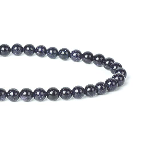 100Pcs Natural Stone 6mm Blue Sand Stone Round Loose Gemstone Energy Healing Beads Hole Size 1mm DIY Smooth Beads for Bracelet Necklace Earrings Jewelry Making - color: Blue Sand Stone, size: 6mm